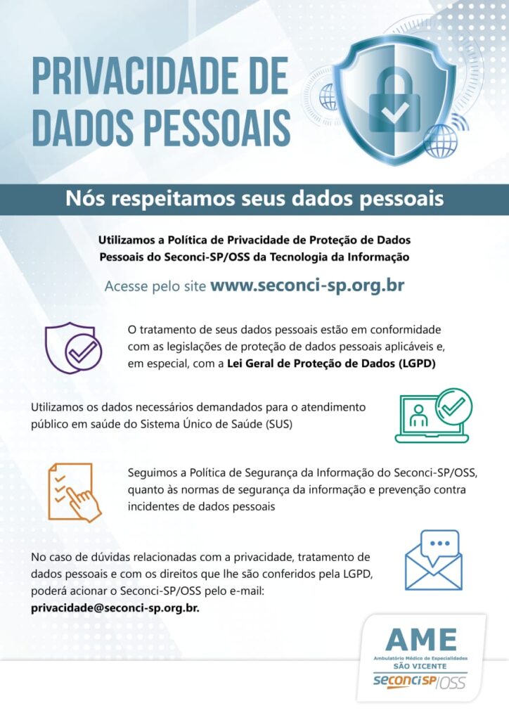 Privacidade Dados Pessoais AME São Vicente